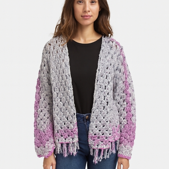 Jackets & Blazers - Homemade Cozy Gray and Pink Women's Sweater